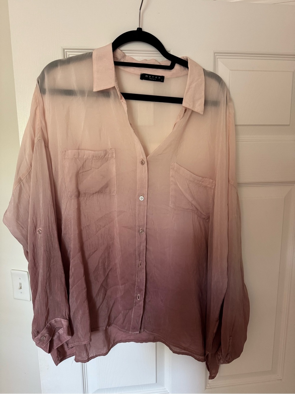Maven West Blush Pink Ombre Button-Up Shirt